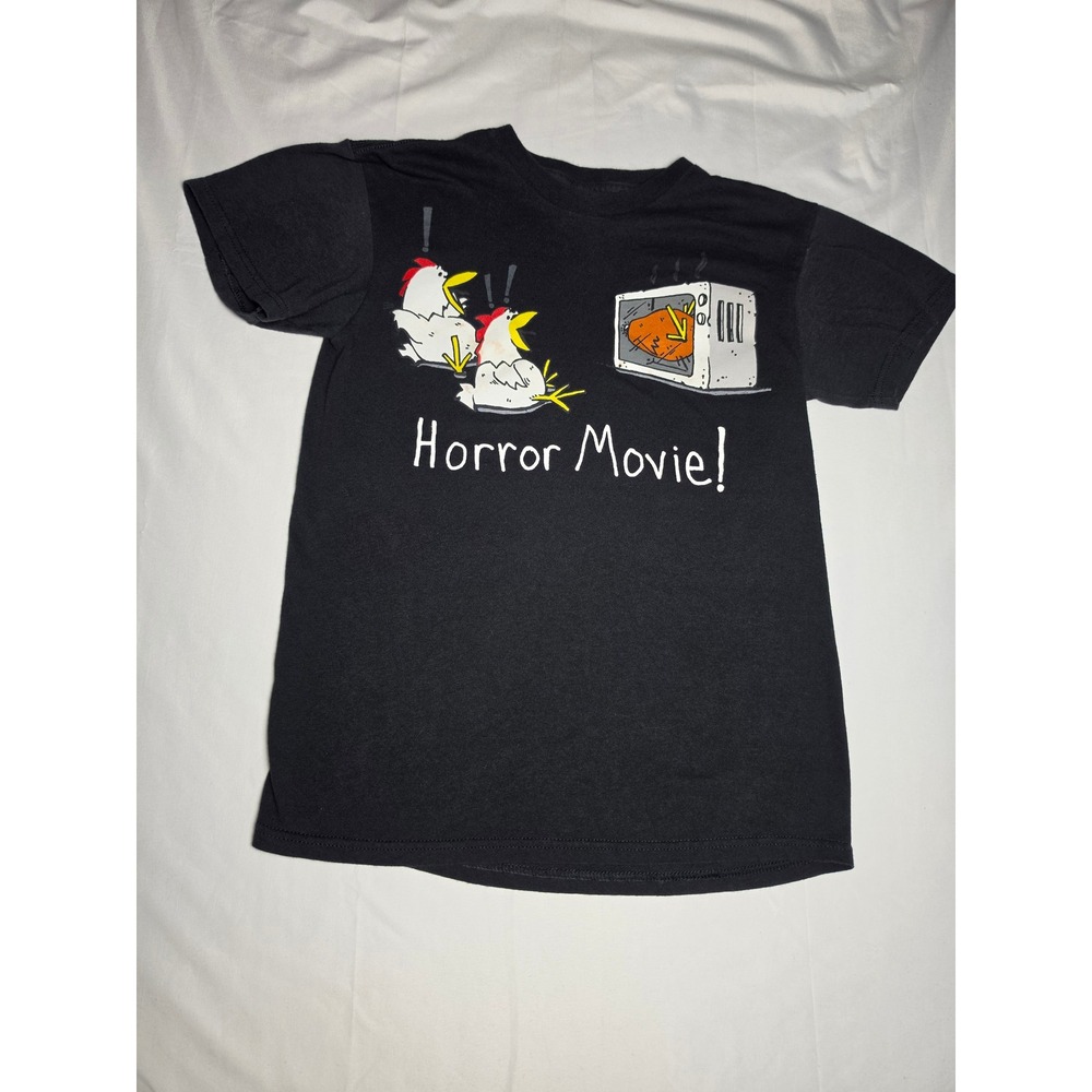 Delta Pro Weight Horror Movie Chicken Graphic Tee Black Small Humor T-Shirt
